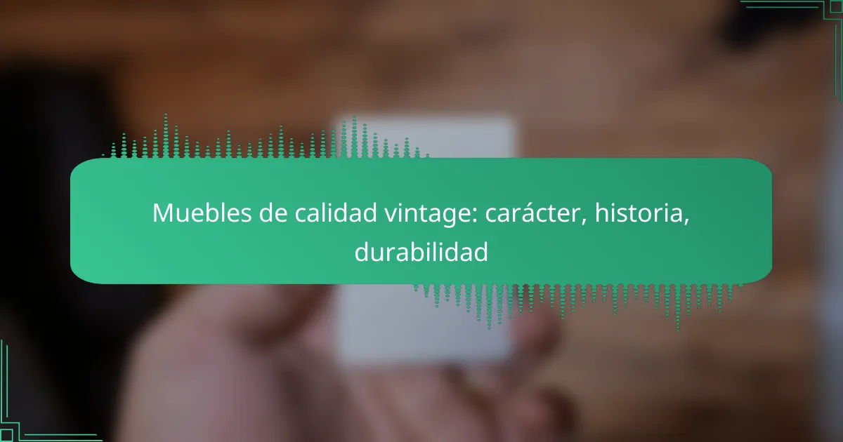 Muebles de calidad vintage: carácter, historia, durabilidad